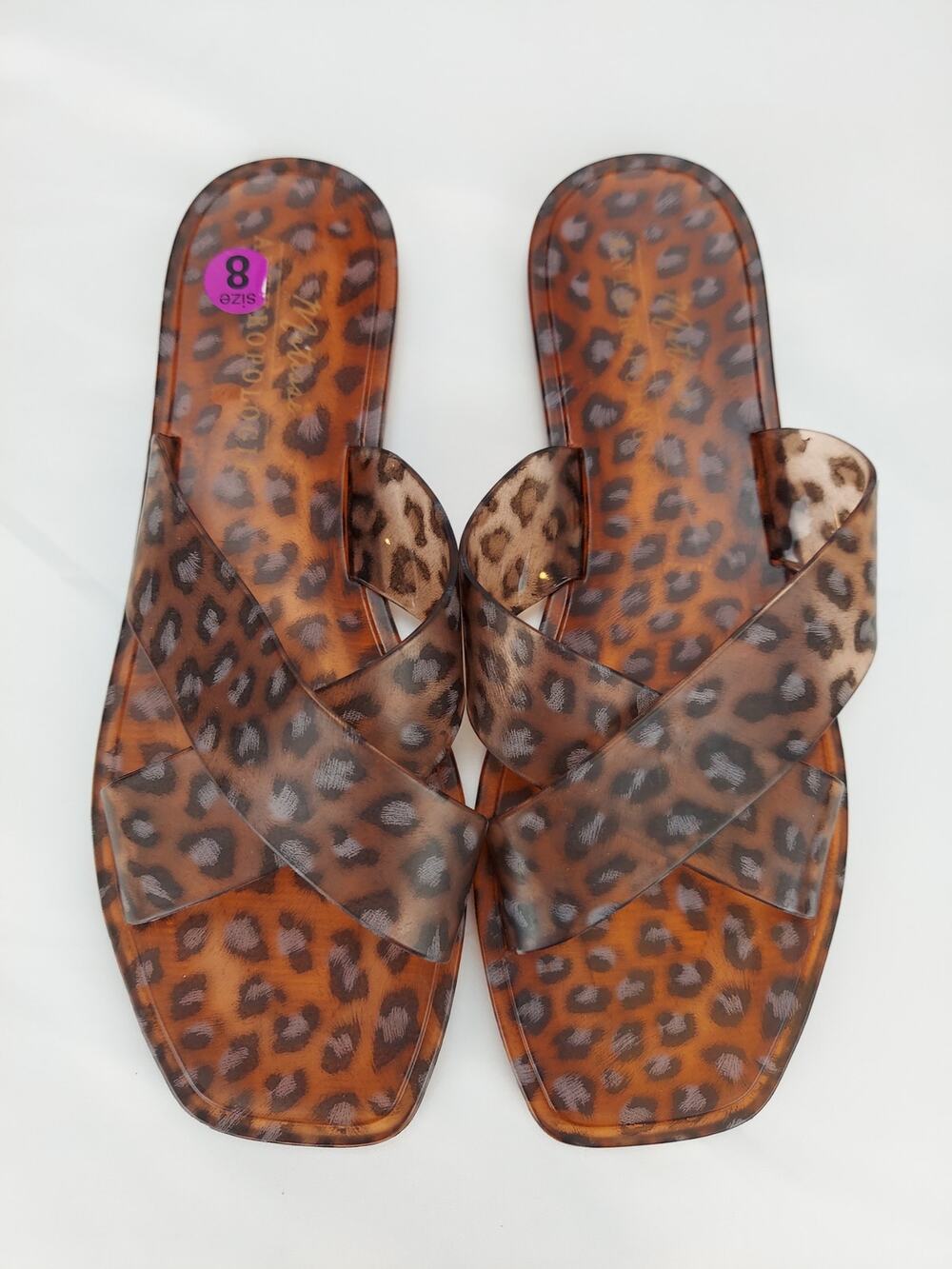 Matisse Mobwife Anthropologie Villa Animal Print Jelly Slip On Sandals 8 NEW